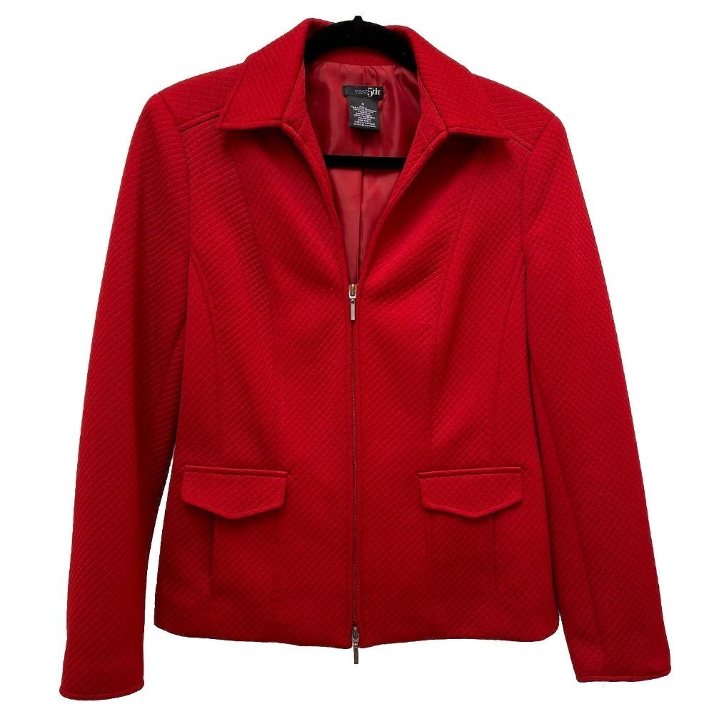 East 5th Quilted Zip Front Jacket Lightweight Classic Cranberry Red Size 8